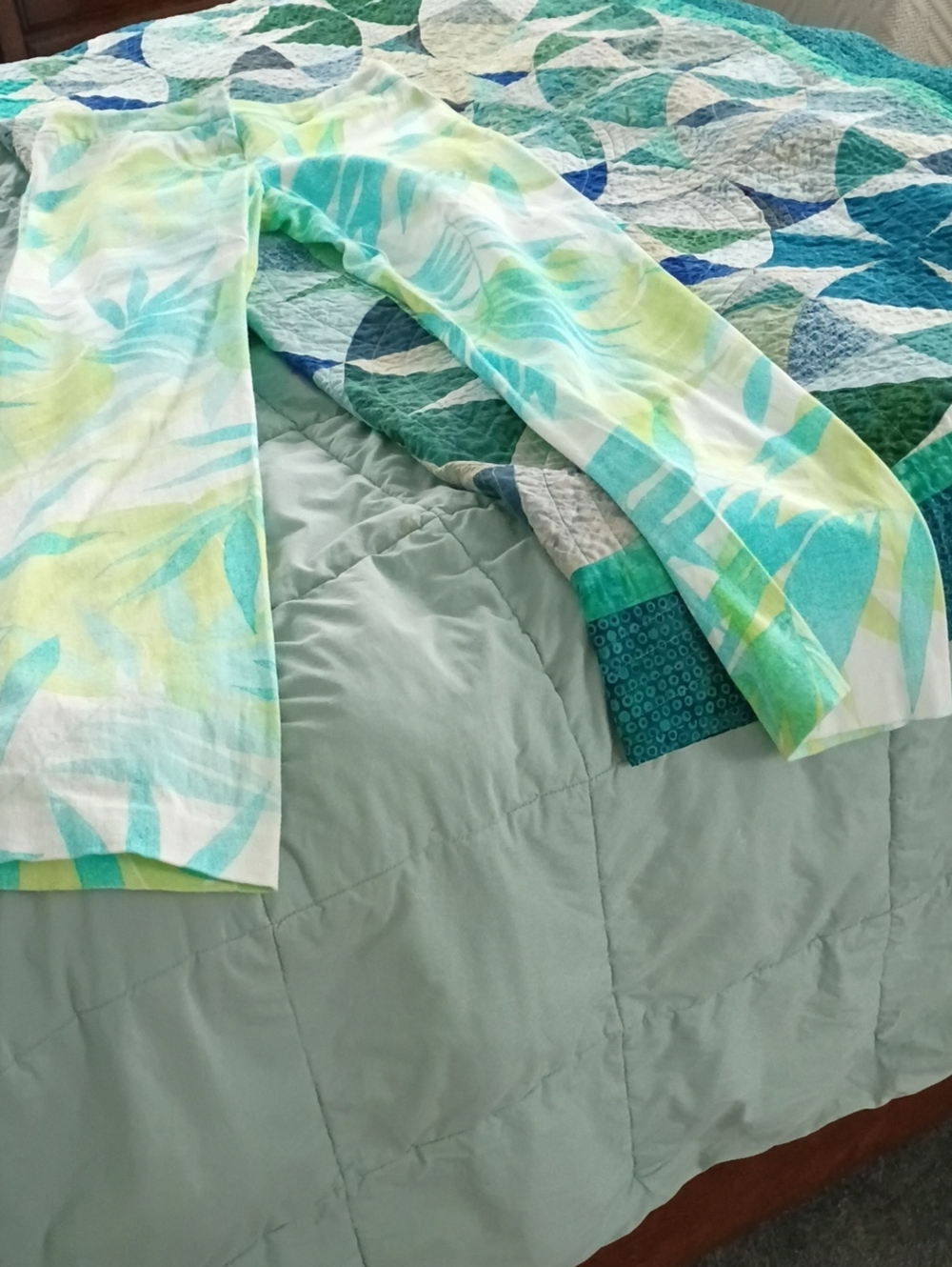 Talbots Aqua, Teal & Lime Printed  Slacks